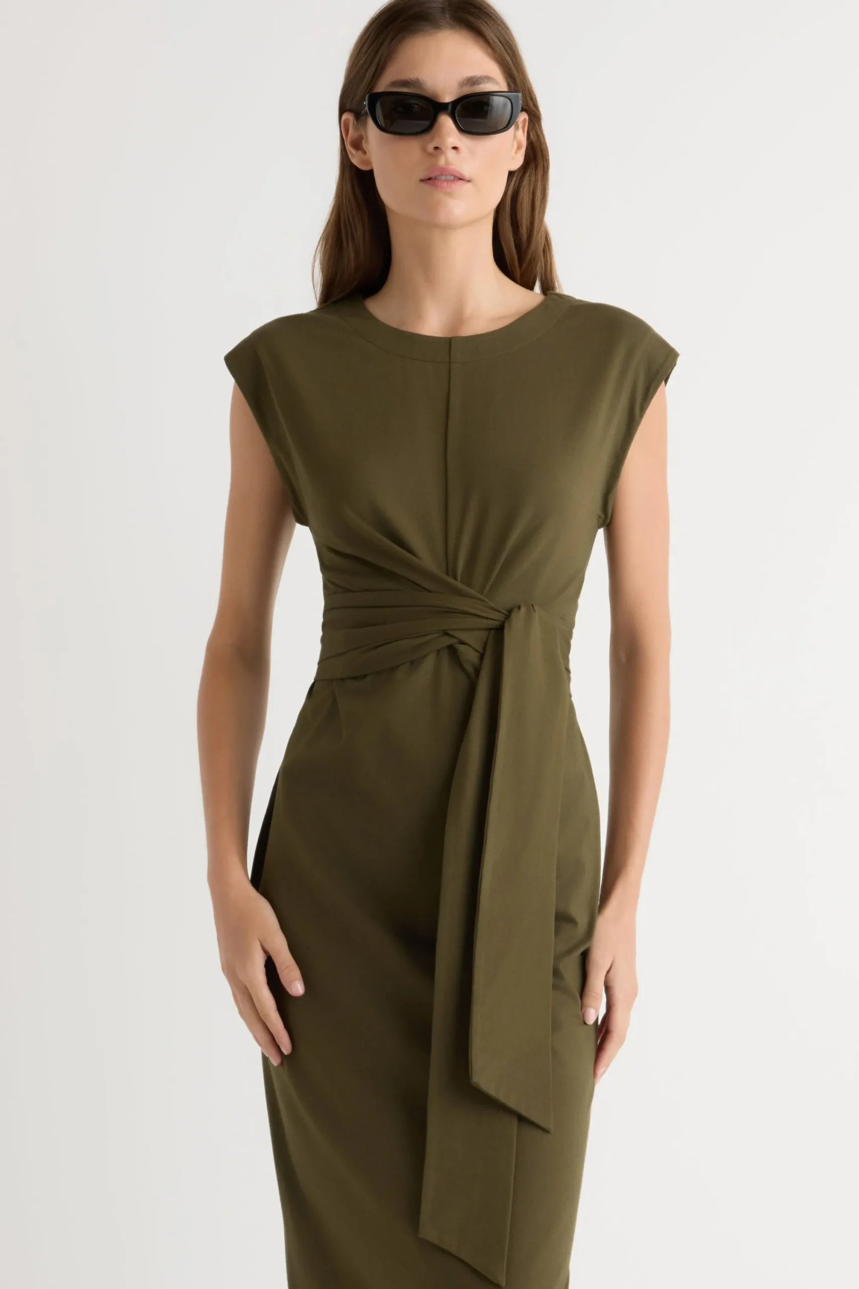Lever Style LLC Fei Tie-Front Organic Cotton Dress< Dresses