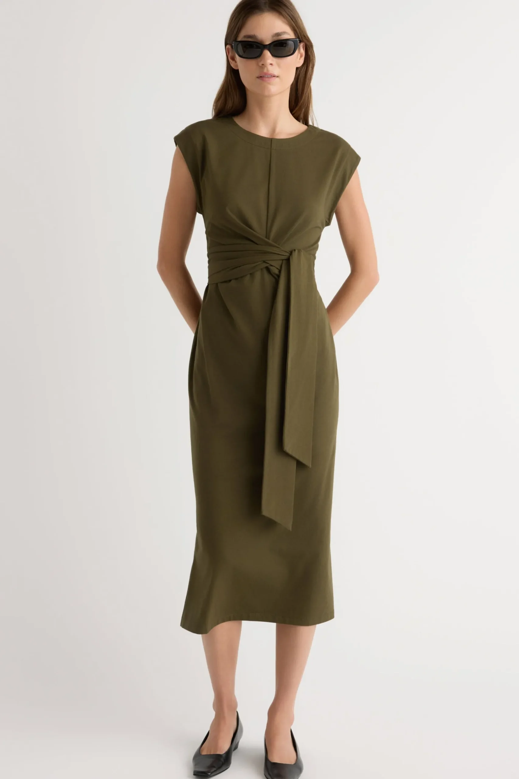 Lever Style LLC Fei Tie-Front Organic Cotton Dress< Dresses