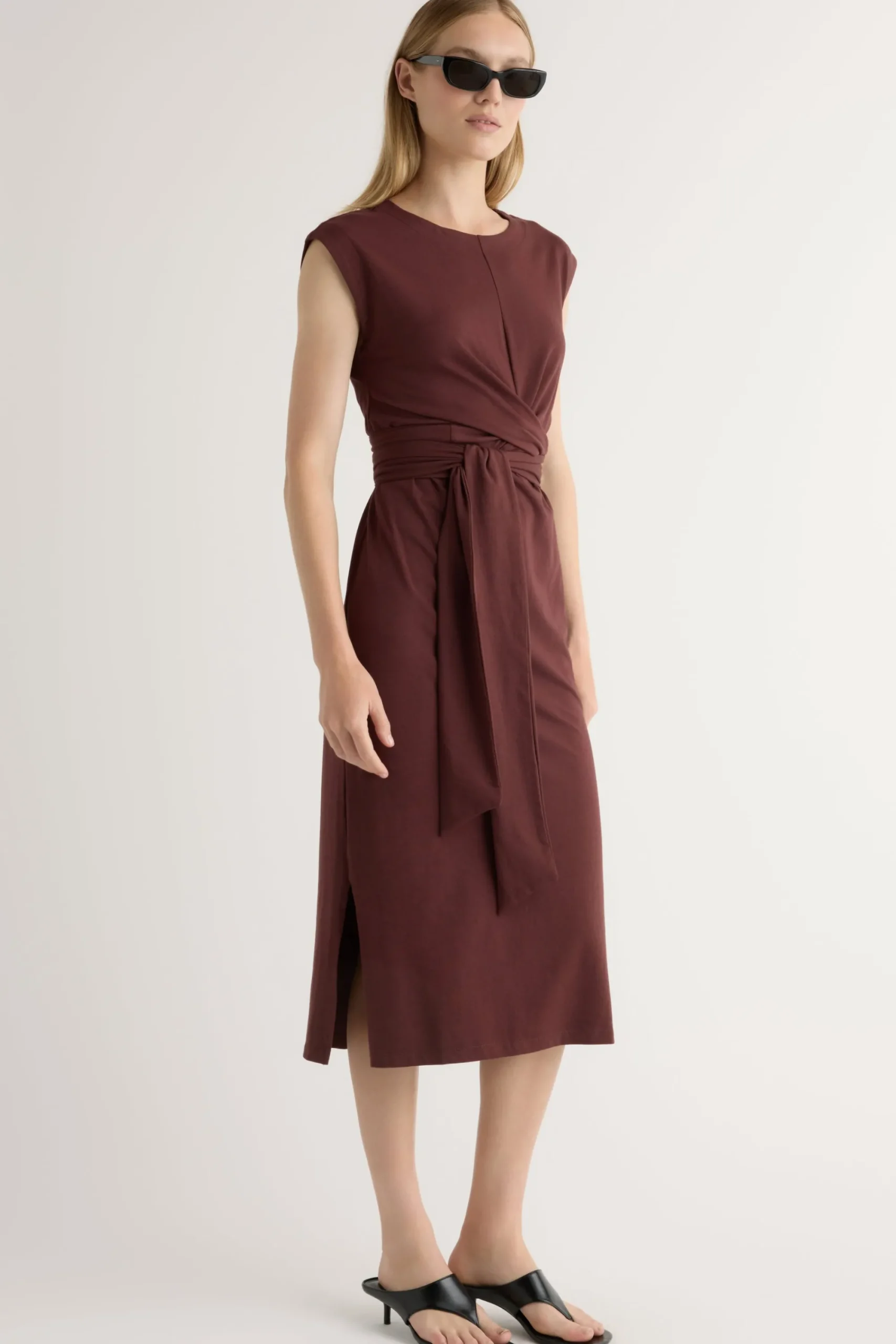 Lever Style LLC Fei Tie-Front Organic Cotton Dress< Dresses