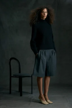 Brilliant Wise Corporation Limited Hadeel Organic Cotton-Wool Mock-Neck Sweater< Sweaters