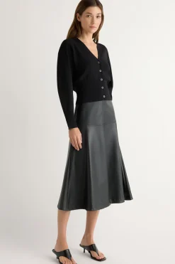 Hua Jia Harley A-Line Vegan Leather Skirt< Skirts