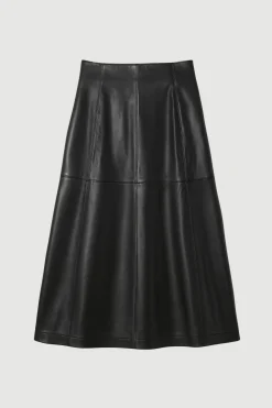 Hua Jia Harlow Vegan Leather Flare Skirt< Skirts