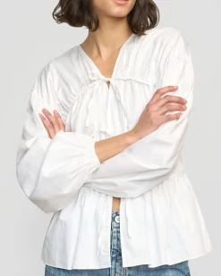 Fashion Apparels Hira Tie-Front Organic Cotton Blouse< Tops