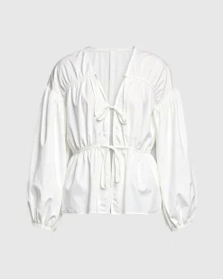 Fashion Apparels Hira Tie-Front Organic Cotton Blouse< Tops