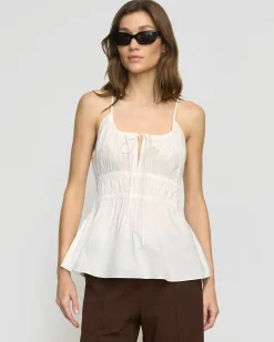Fashion Apparels Jamila Organic Cotton Semi-Sheer Ruched Cami< Tops