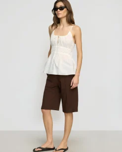 Fashion Apparels Jamila Organic Cotton Semi-Sheer Ruched Cami< Tops