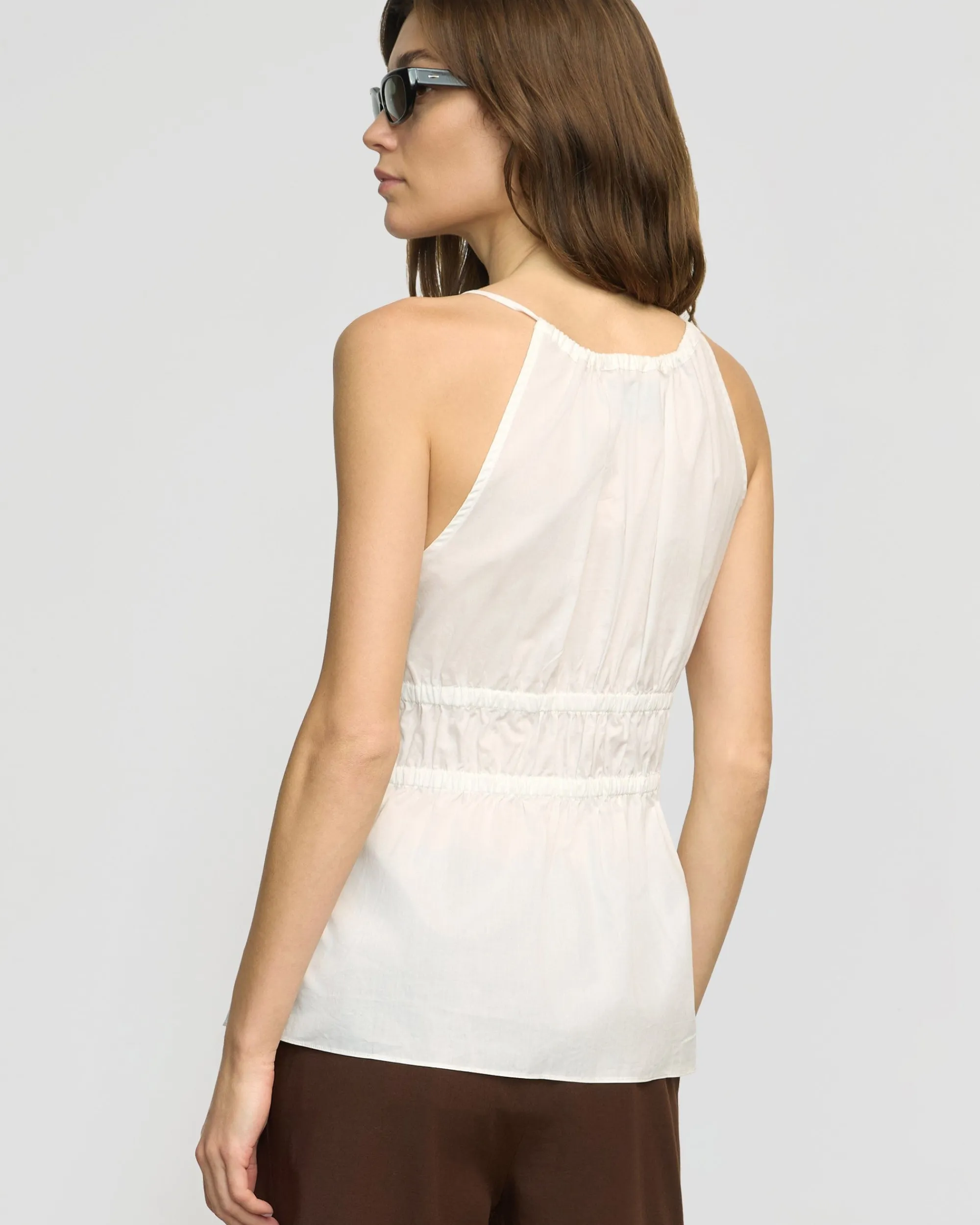 Fashion Apparels Jamila Organic Cotton Semi-Sheer Ruched Cami< Tops