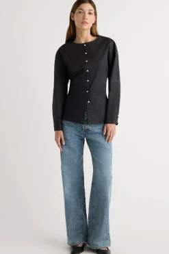 Hua Jia Jinsol Cinch-Waist Cotton Poplin Blouse< Tops