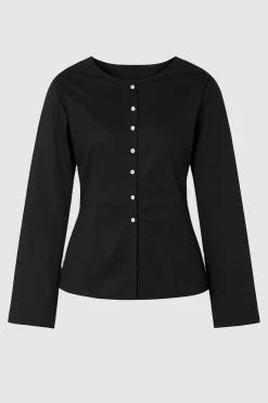 Hua Jia Jinsol Cinch-Waist Cotton Poplin Blouse< Tops