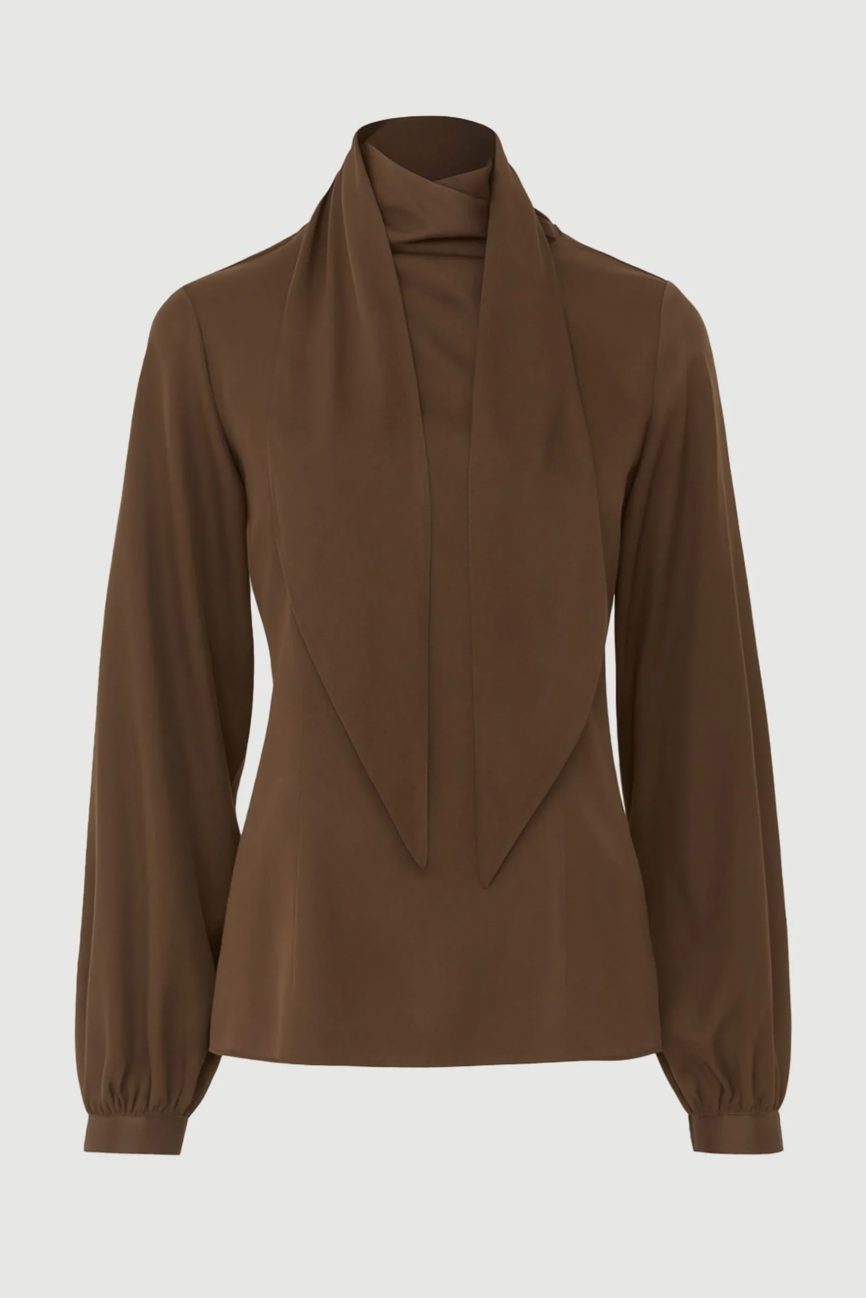 Hua Jia Josephine Scarf-Neck Tencel Blouse< Tops
