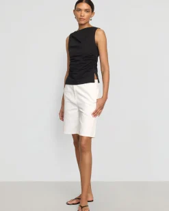 Hua Shang Group (H.K.) Ltd Josie Shirred-Side Cowl-Neck Tee< Tees|Tops