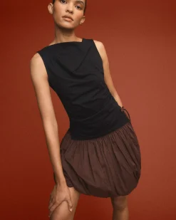 Hua Shang Group (H.K.) Ltd Josie Shirred-Side Cowl-Neck Tee< Tees|Tops