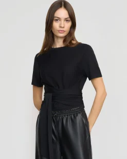 Brilliant Wise Corporation Limited Jude Cropped Tie-Front Top< Sweaters|Tops