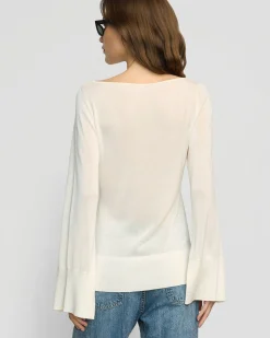Brilliant Wise Corporation Limited Keegan Semi-Sheer Slit-Neck Knit Top< Sweaters|Tops