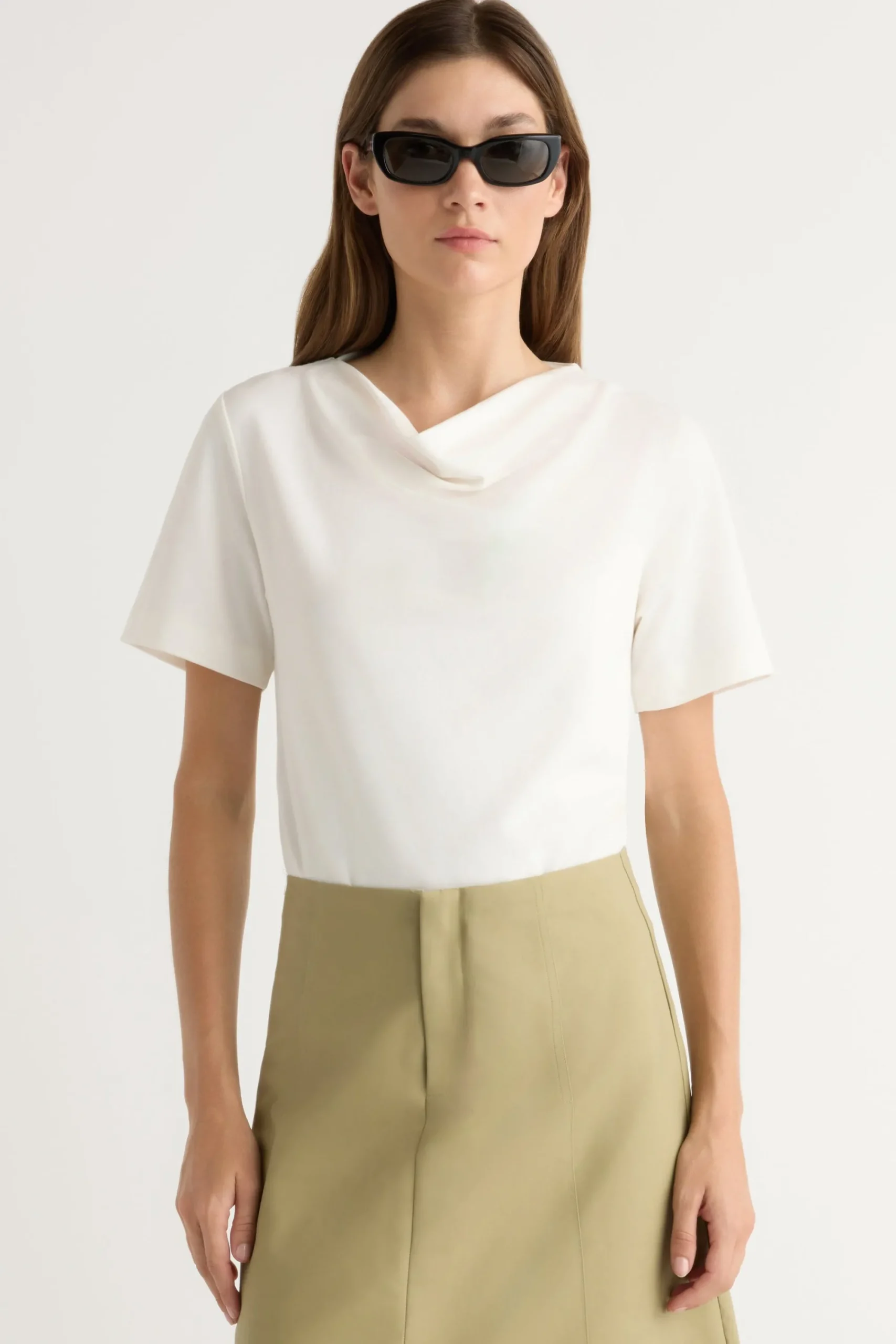 Asia Consultancy Co., Ltd Kendra Organic Cotton Cowl-Neck Tee< Tees|Tops