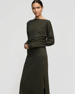 Asia Consultancy Co., Ltd Kezia Off-Shoulder Satin Jersey Dress< Dresses