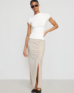 Hua Shang Group (H.K.) Ltd Kiki Ruched Side-Slit Midi Skirt< Skirts