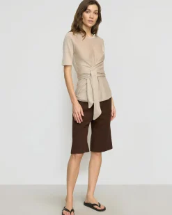 Brilliant Wise Corporation Limited Lark Tie-Front Linen Sweater< Sweaters