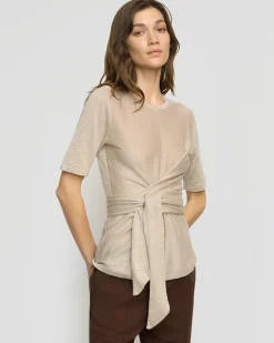 Brilliant Wise Corporation Limited Lark Tie-Front Linen Sweater< Sweaters