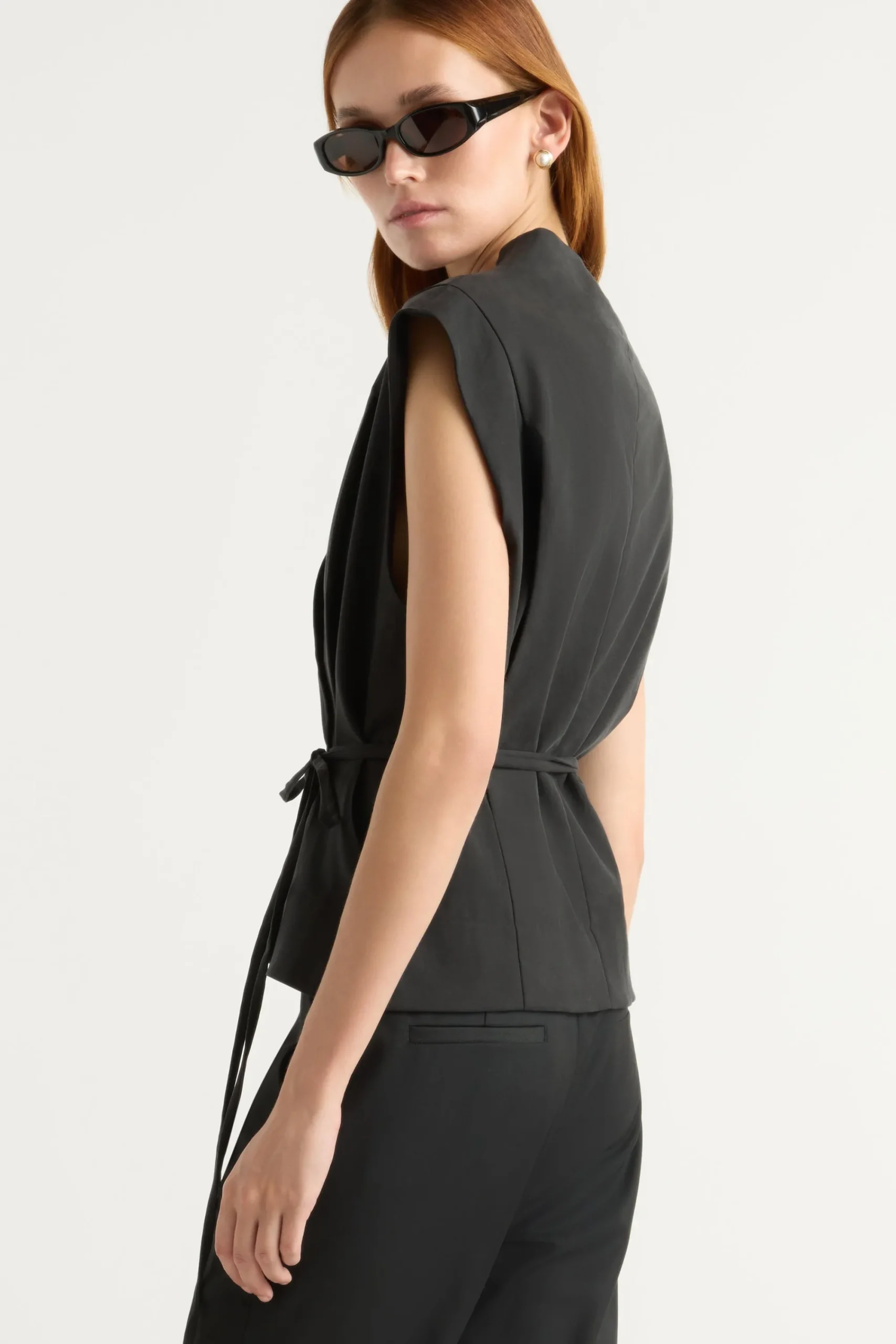 Hua Jia Leandra Tencel-Blend Wrap Vest< Tops