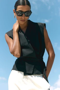 Hua Jia Leandra Tencel-Blend Wrap Vest< Tops
