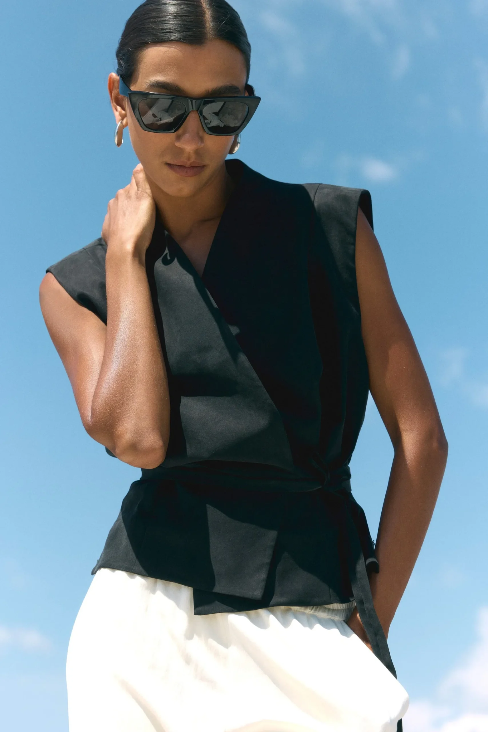 Hua Jia Leandra Tencel-Blend Wrap Vest< Tops