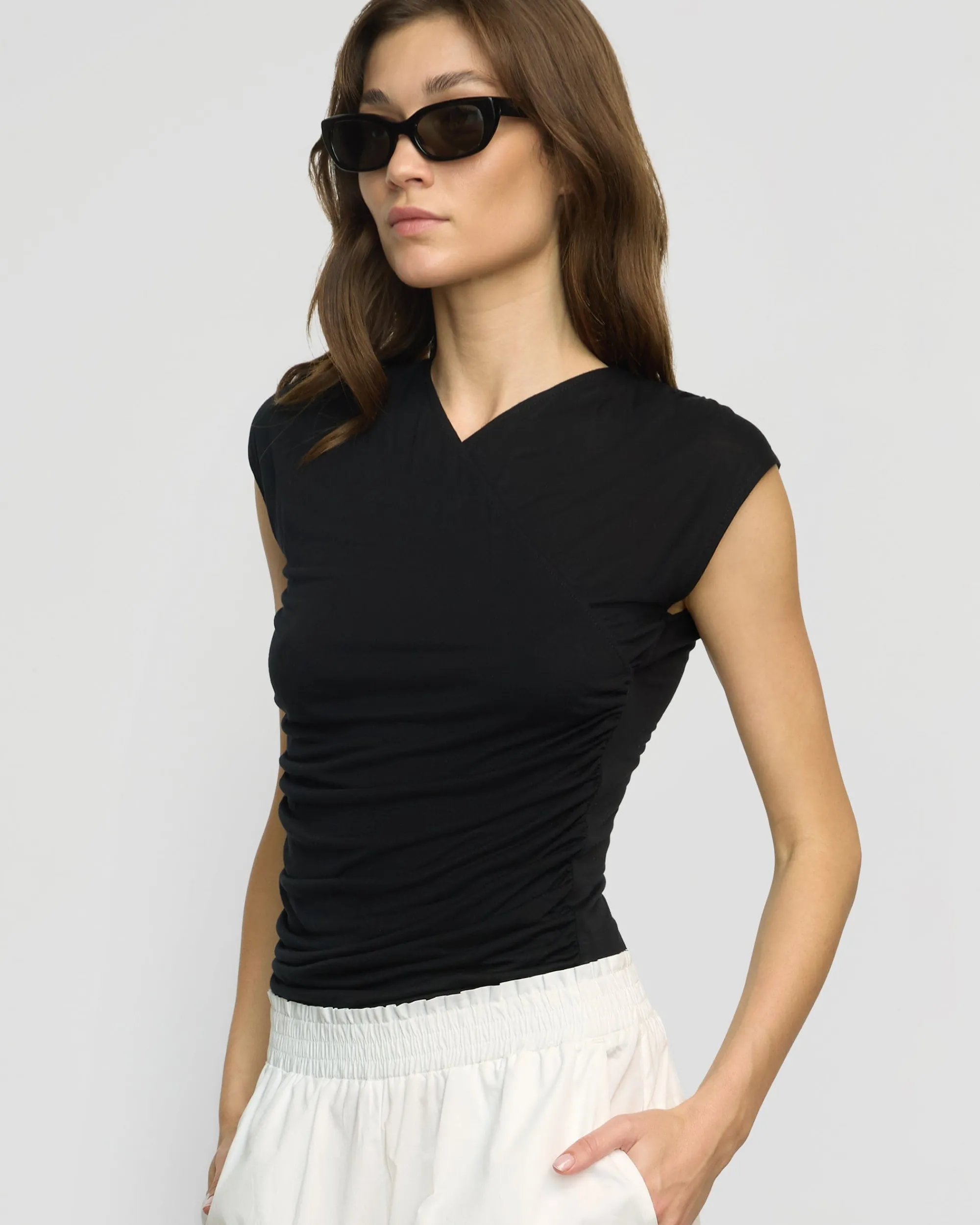 Asia Consultancy Co., Ltd Lila Tencel Wrap-Neck Tee< Tops|Tees