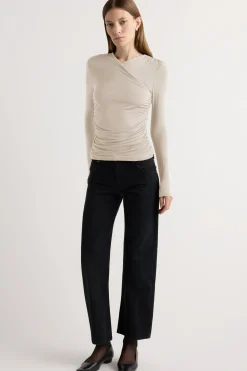 Lever Style LLC Lilou Wrap-Neck Long-Sleeve Tee< Tees|Tops