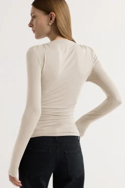 Lever Style LLC Lilou Wrap-Neck Long-Sleeve Tee< Tees|Tops