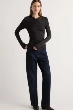 Lever Style LLC Lilou Wrap-Neck Long-Sleeve Tee< Tees|Tops
