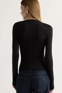 Lever Style LLC Lilou Wrap-Neck Long-Sleeve Tee< Tees|Tops