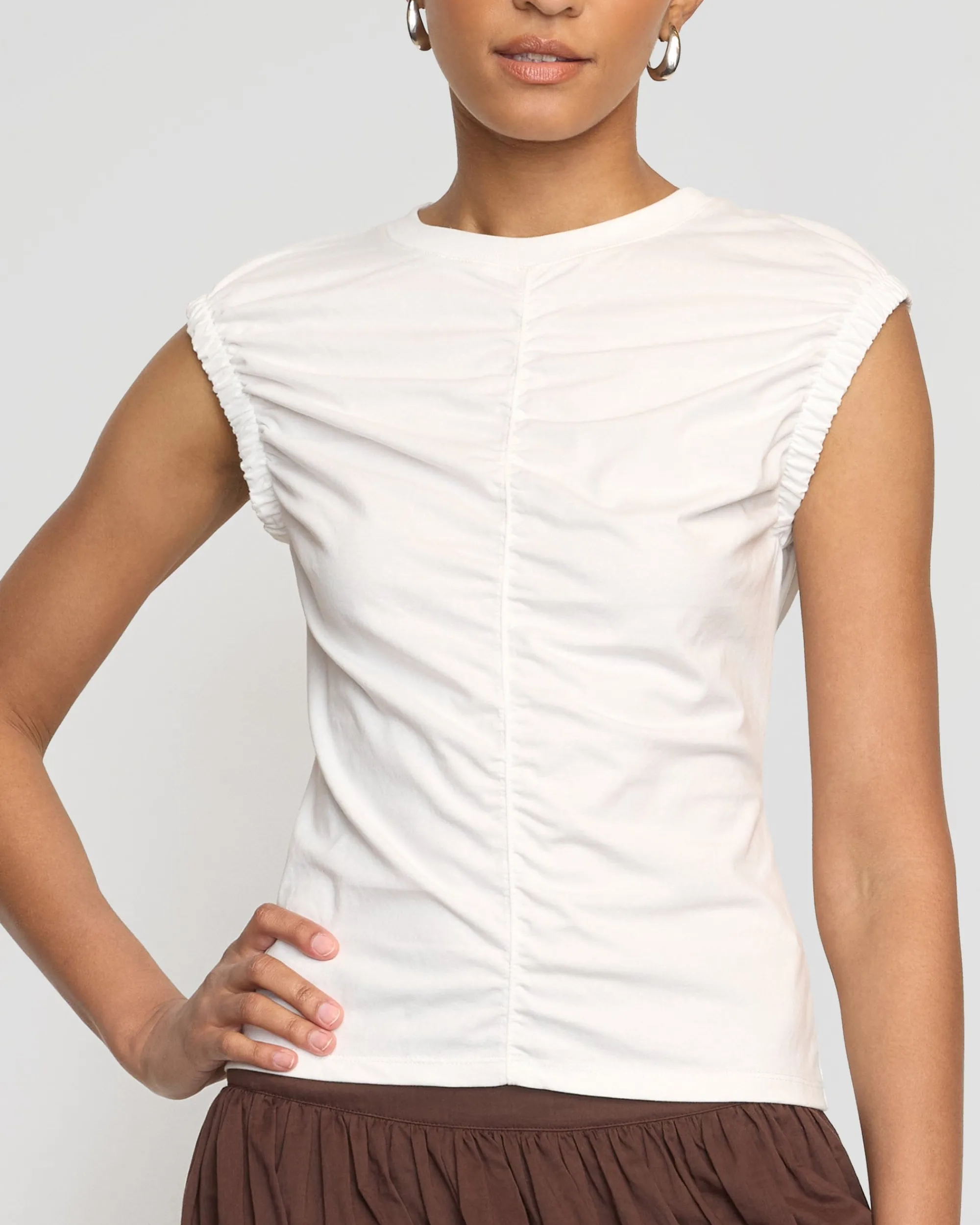 Asia Consultancy Co., Ltd Lior Elasticated Cap-Sleeve Tank< Tees|Tops