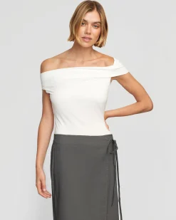 Asia Consultancy Co., Ltd Mai Asymmetric Off-Shoulder Tee< Tees|Tops