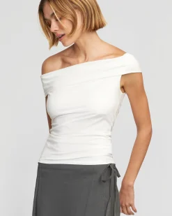 Asia Consultancy Co., Ltd Mai Asymmetric Off-Shoulder Tee< Tees|Tops