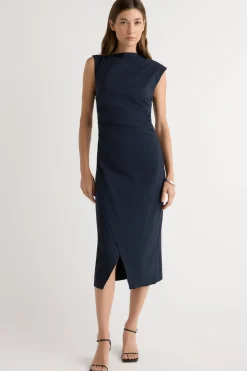 Hua Jia Manon Asymmetric-Neck Ruched Dress< Dresses