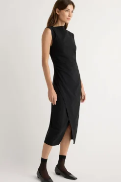 Hua Jia Manon Asymmetric-Neck Ruched Dress< Dresses