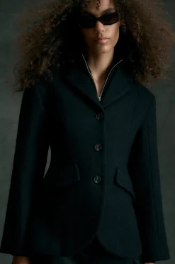 Hua Jia Marina Wool-Blend Sculpted Blazer< Outerwear