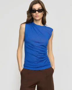 Brilliant Wise Corporation Limited Mikey Semi-Sheer Asymmetric-Ruched Top< Sweaters|Tops