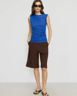 Brilliant Wise Corporation Limited Mikey Semi-Sheer Asymmetric-Ruched Top< Sweaters|Tops