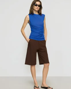 Brilliant Wise Corporation Limited Mikey Semi-Sheer Asymmetric-Ruched Top< Sweaters|Tops