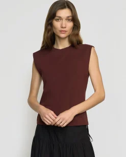 Lever Style LLC Nana Organic Cotton Structured-Shoulder Tee< Tees|Tops
