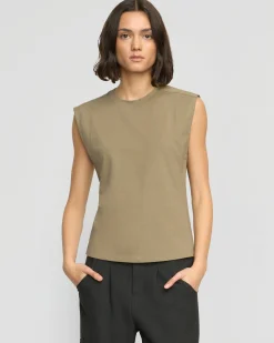 Lever Style LLC Nana Organic Cotton Structured-Shoulder Tee< Tees|Tops