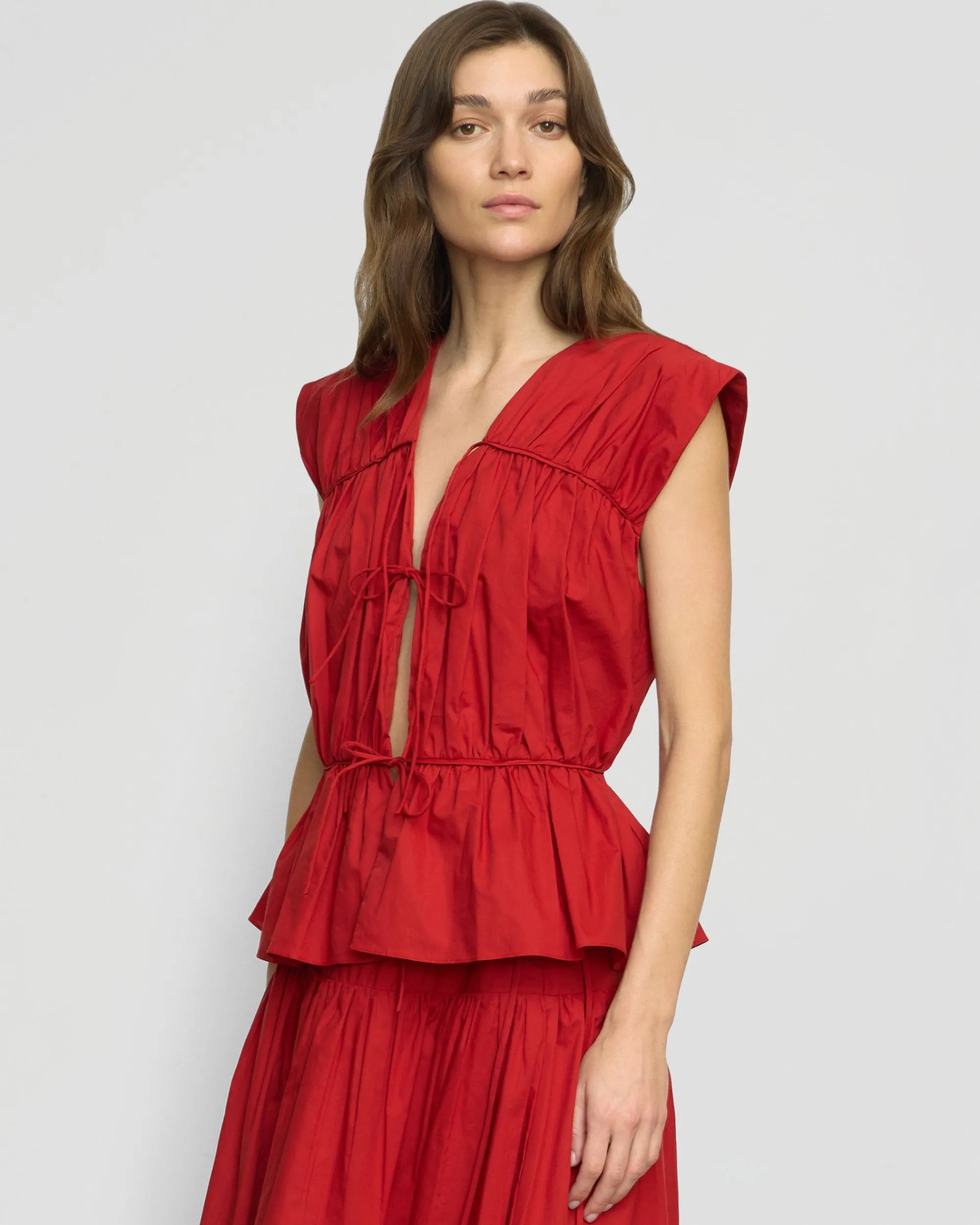 Fashion Apparels Neha Tie-Front Organic Cotton Blouse< Tops