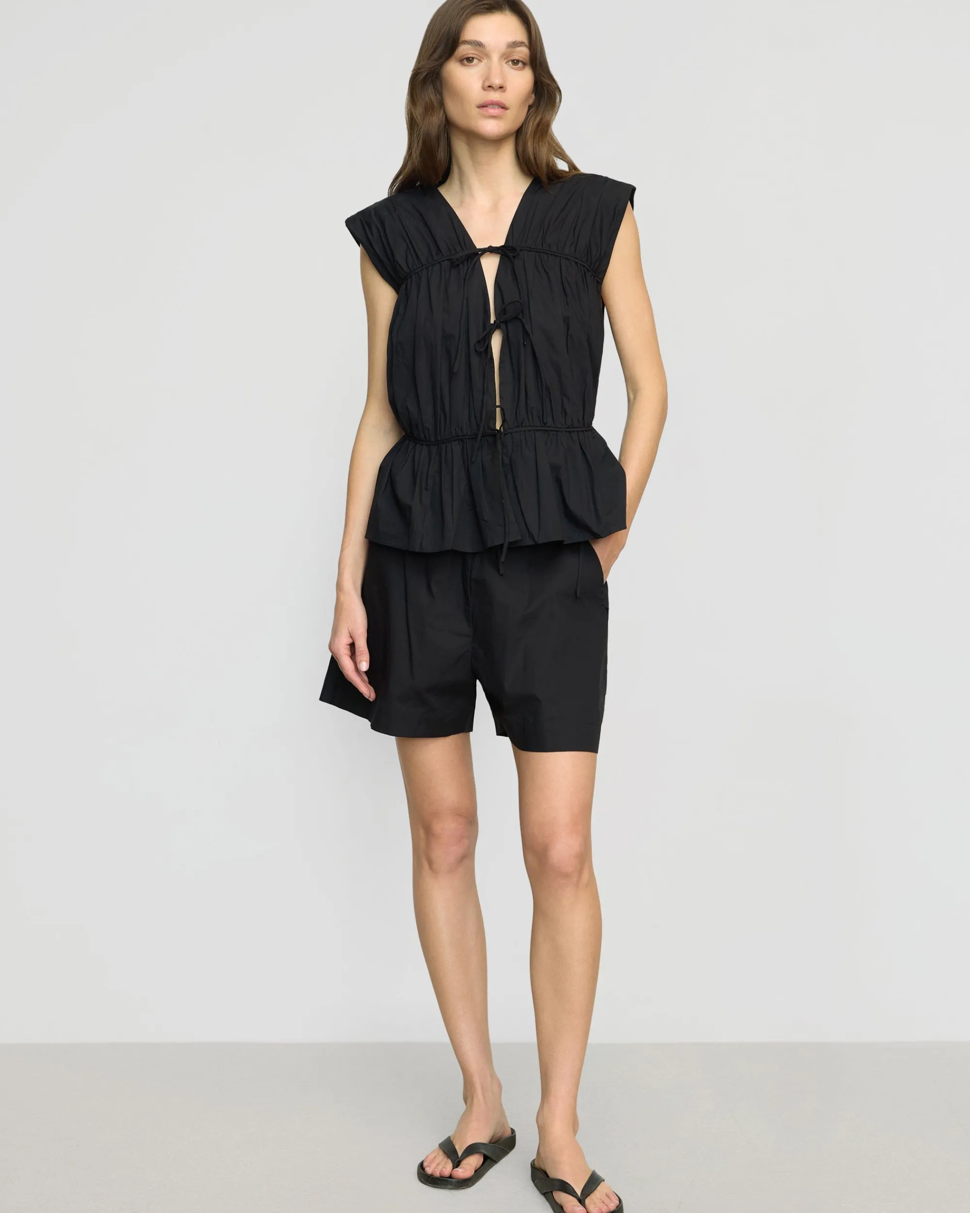 Fashion Apparels Neha Tie-Front Organic Cotton Blouse< Tops