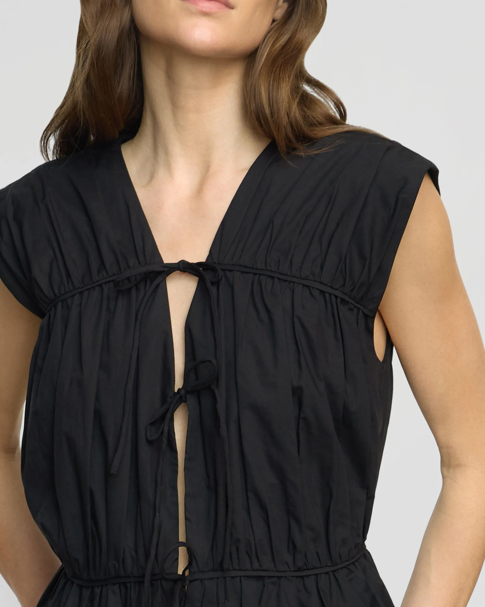 Fashion Apparels Neha Tie-Front Organic Cotton Blouse< Tops