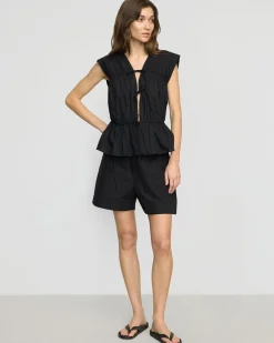 Fashion Apparels Neha Tie-Front Organic Cotton Blouse< Tops