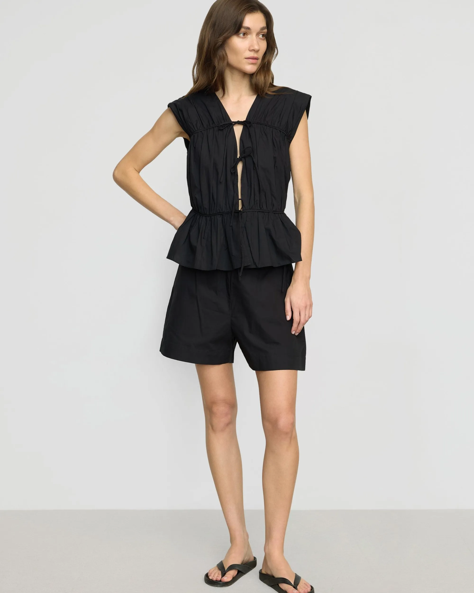 Fashion Apparels Neha Tie-Front Organic Cotton Blouse< Tops