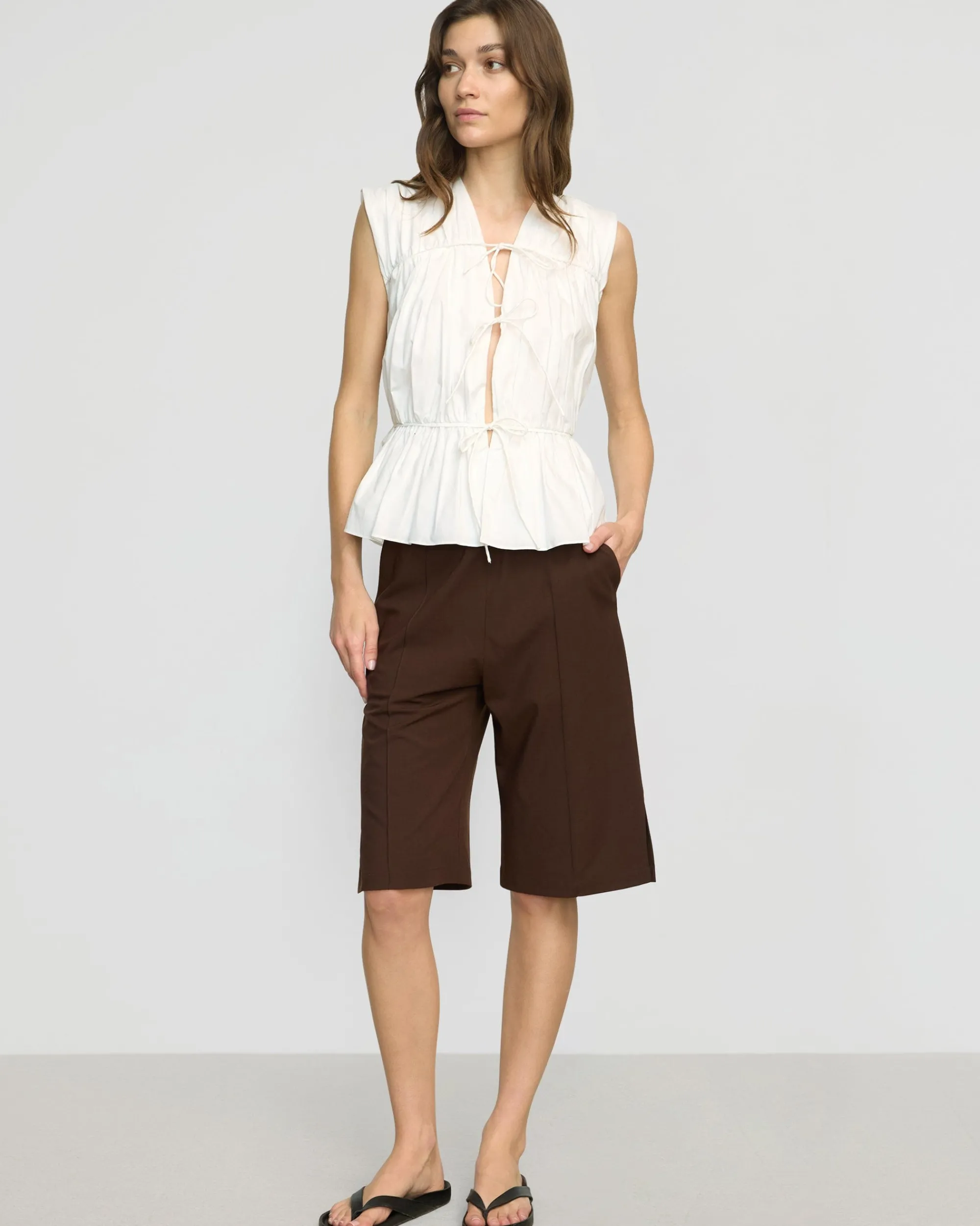 Fashion Apparels Neha Tie-Front Organic Cotton Blouse< Tops