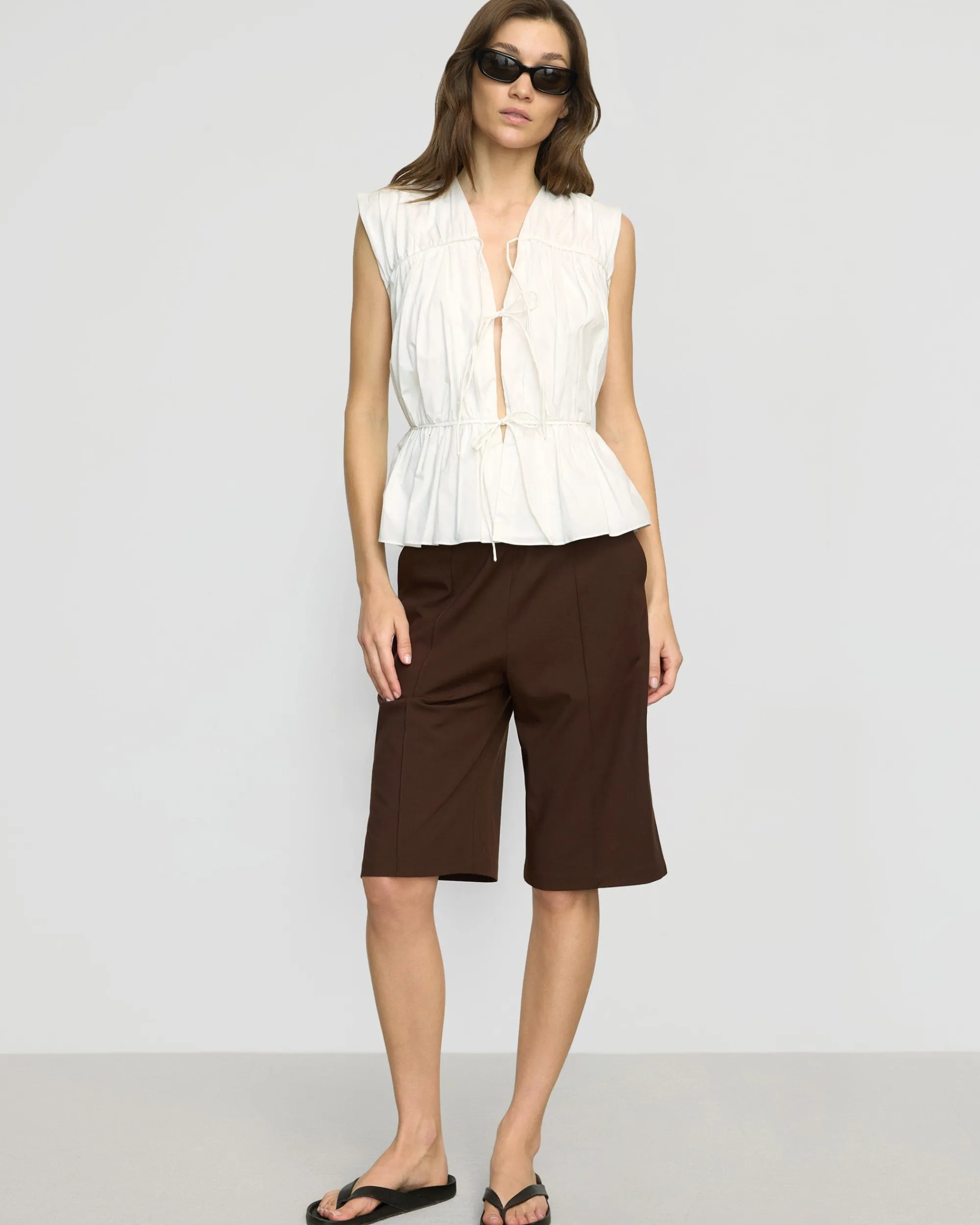 Fashion Apparels Neha Tie-Front Organic Cotton Blouse< Tops