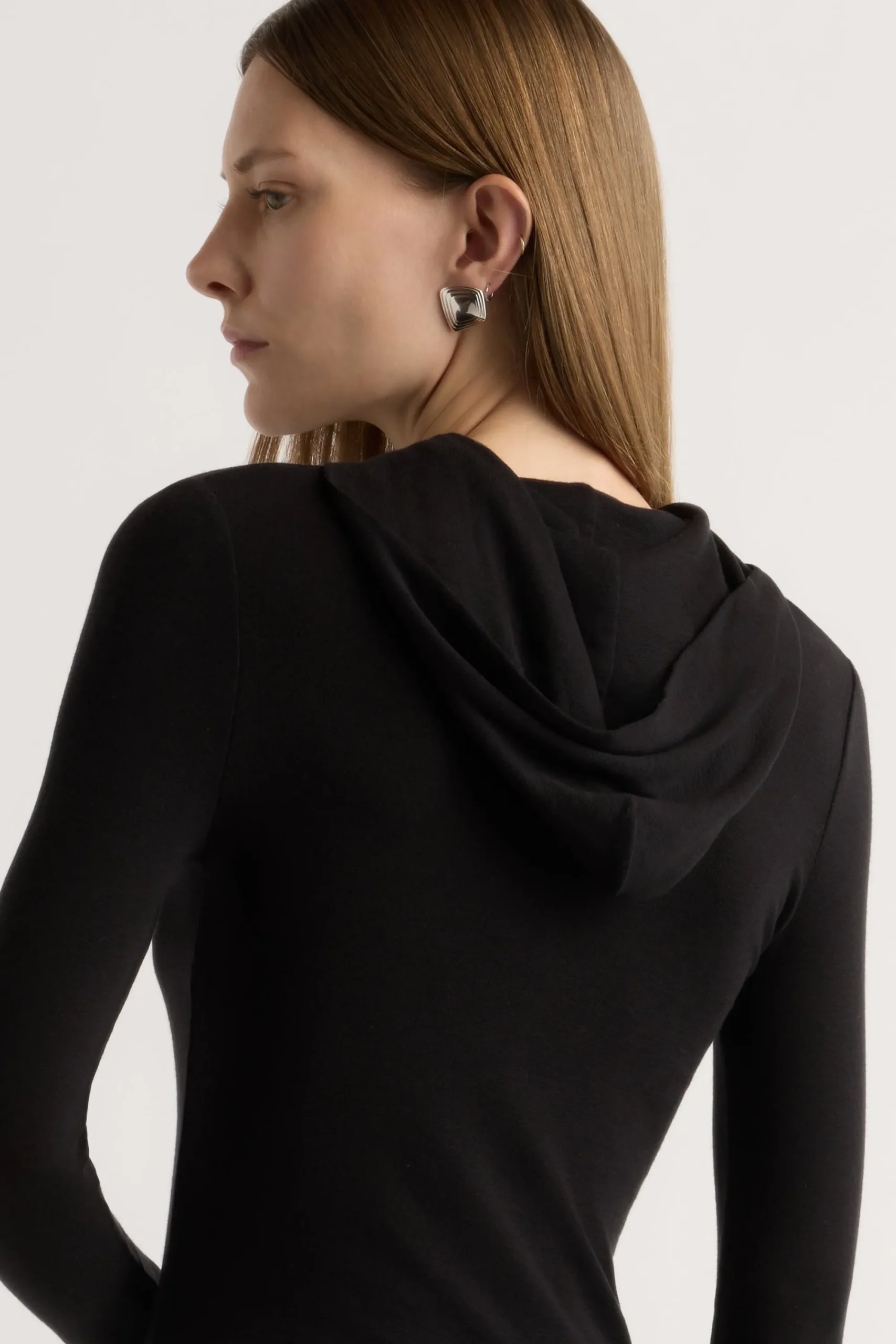 Asia Consultancy Co., Ltd Nyla Zip Tencel-Wool Hooded Tee< Tees|Tops